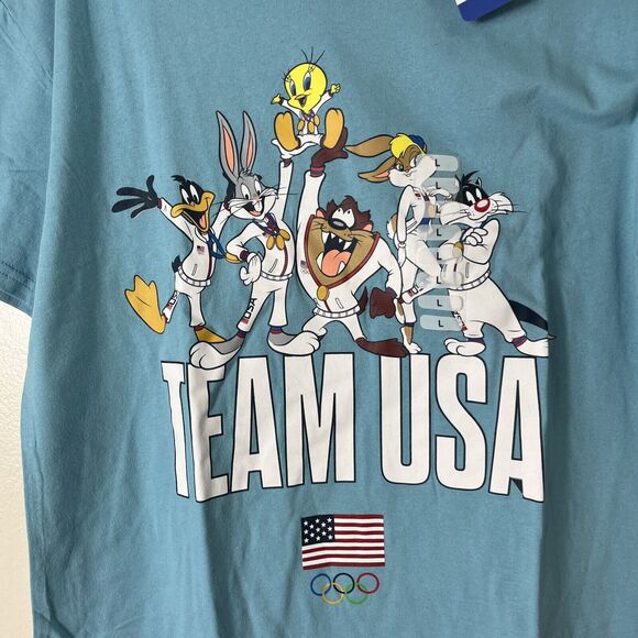WB LOONEY TUNES TEAM USA OLYMPICS T-Shirt LARGE NEW Taz Bugs Bunny Sylvester - Picture 2 of 8